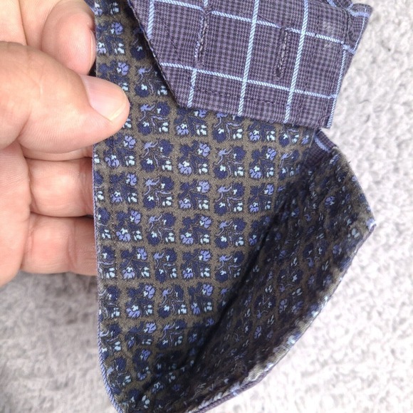 Thomas Dean Shirt Mens Medium Gray Plaid Long‎ Sleeve Button Down - Picture 7 of 16